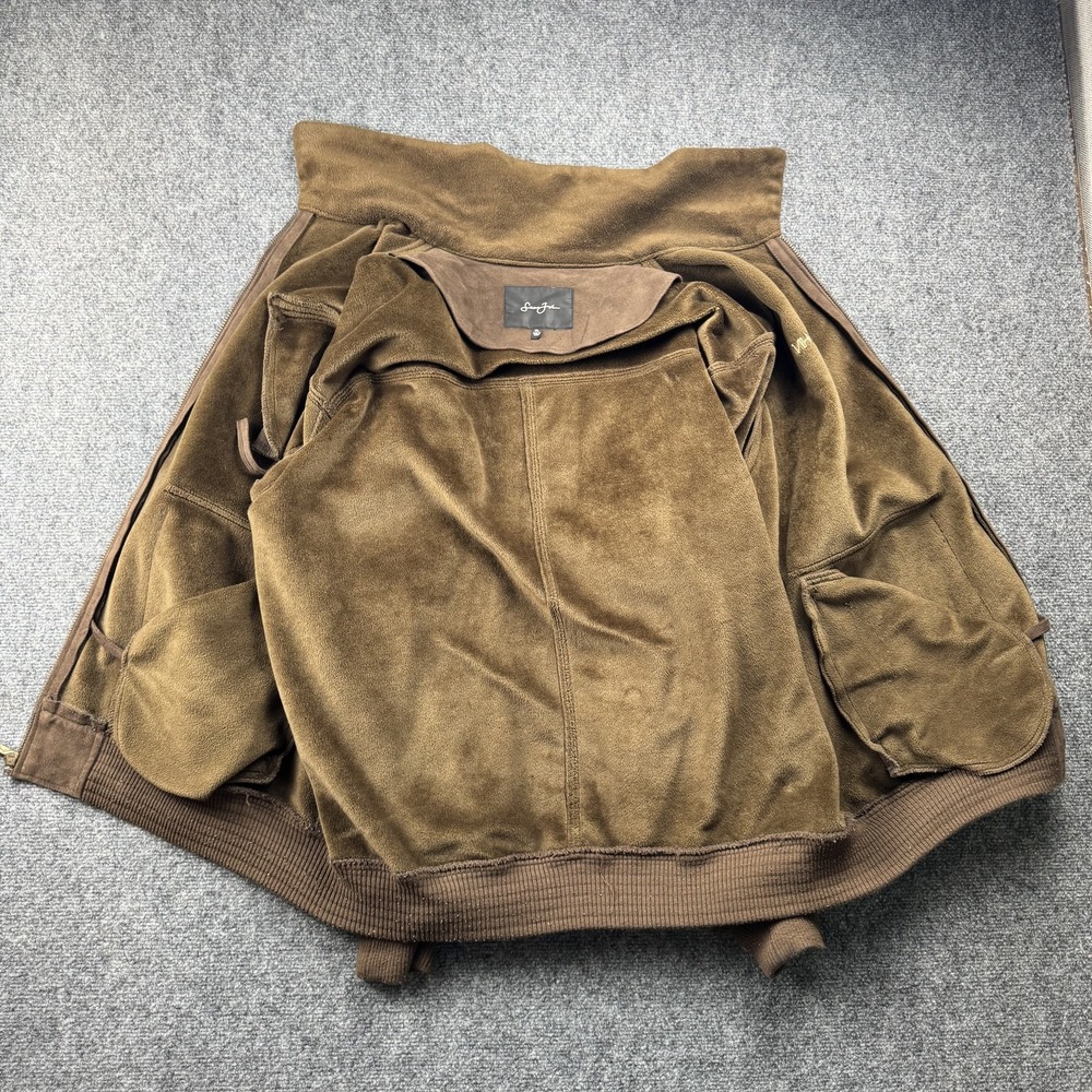 Sean John Jacket Mens XL Brown Faux Suede Bomber Full Zip Embroidered‎ Pockets - Picture 3 of 9